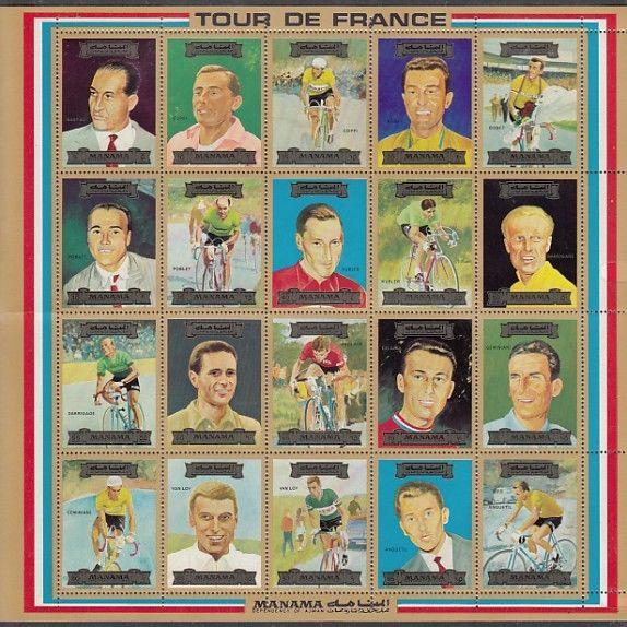 Manama, Mi cat. 1175-1194 A. Tour De France, Cycling sheet. Sent Folded