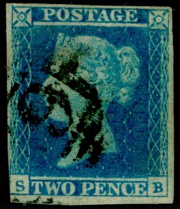 SG13, 2d pale blue, USED. Cat £110. SB