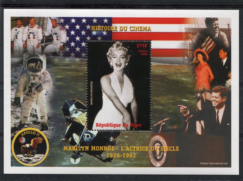 Niger 1999 MARILYN MONROE & JF.Kennedy Apollo 11 Space s/s Perforated Mint (NH)
