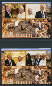 Central African Rep 2017 MNH Donald Trump Pope Francis Vatican 2x 2v M/S Stamps