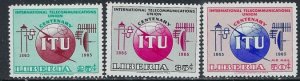 Liberia 429-30; C161 MNH 1965 Intl Telecommunications Year (ak5064)