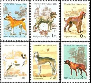 Tajikistan 2006 Dogs set of 6 perforated stamps MNH