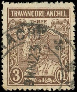 TRAVANCORE (INDIAN STATE) Sc 39 USED - 1939 3ch Sir Bala Rama Varma