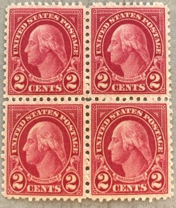 US 634b / 1926-1934 2c Carmine Lake George Washington 4 Block, MNH, Mint