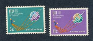 United Nations 1965 Scott 141 + 142 (2) MH- Cent. of the ITU