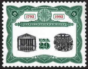 SC#2630 29¢ N. Y. Stock Exchange Single (1992) MNH