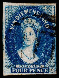 Tasmania Scott 6 (1855) Used F-VF, CV $145.00 M