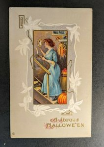 1910 A Joyous Halloween Embossed Illustrated Postcard Cover MA