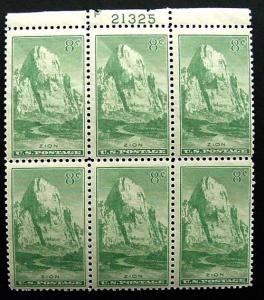 USA, Scott 747 Plate Block of 6, MNH