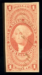 US Scott R67a Used $1 red Entry of Goods Revenue Lot AR055 bhmstamps
