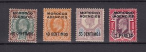 Morocco Agencies KEVII 1907 Set To 1 Peseta On 10d SG34/37 MH BP9443