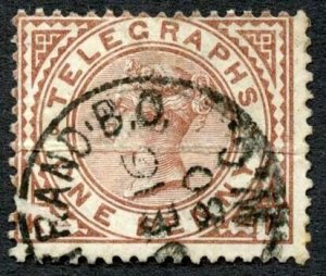 Telegraph SGT2 1d Red-brown Plate 3 CDS used (crease) Cat 28 pounds