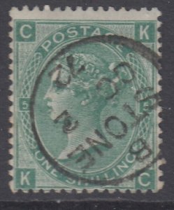 SG 115 1/- deep green plate 5. Very fine used with a Stone CDS, Oct 2nd 1872 