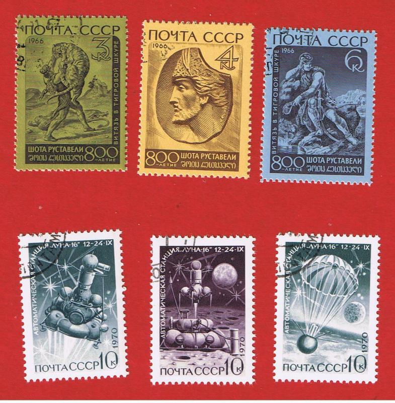 Russia #3235-37 #3798-800  VF used   2 small complete sets 