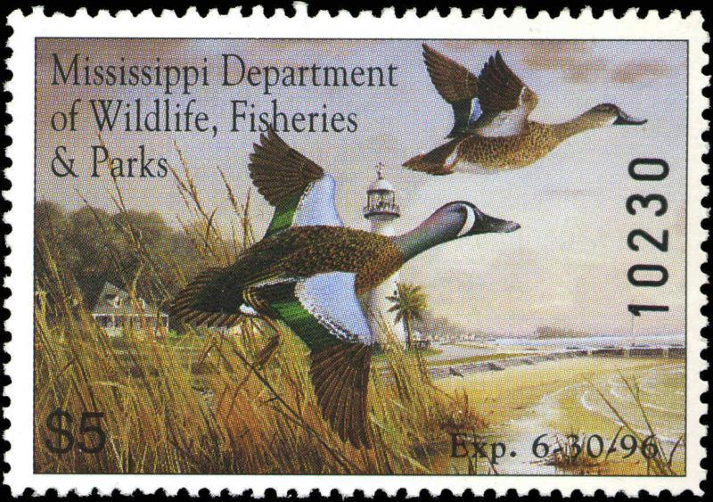 MISSISSIPPI #20 1995  STATE DUCK BLUE WINGED TEAL  by Emitt Thames