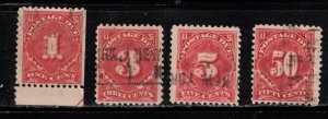 USA Scott # J61, J63, J64, J67 Used - Postage Due