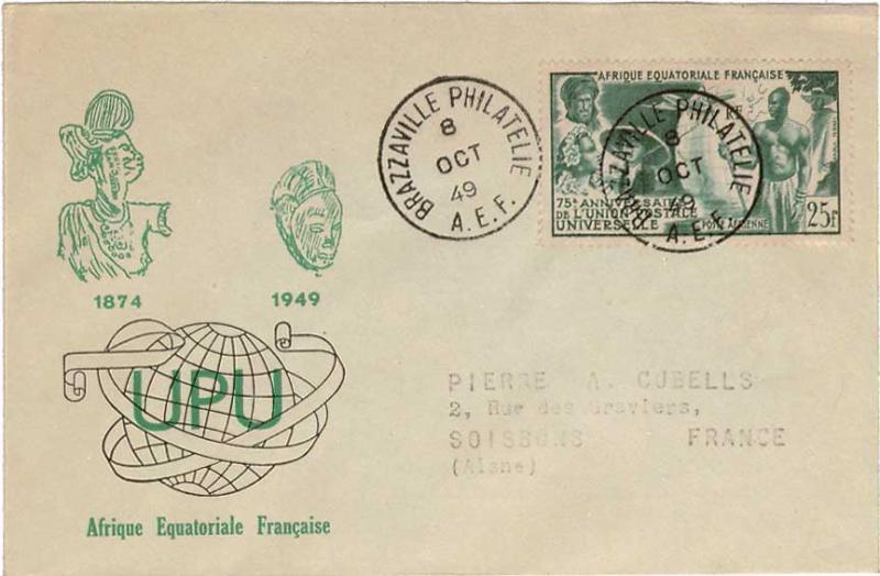 French Equatorial Africa Scott C34 Rubber Stamp Address.