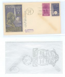 US 854 1939 3c George Washington's first inauguration on single on an FDC addressed (handstamp) with an unknown cachet p...