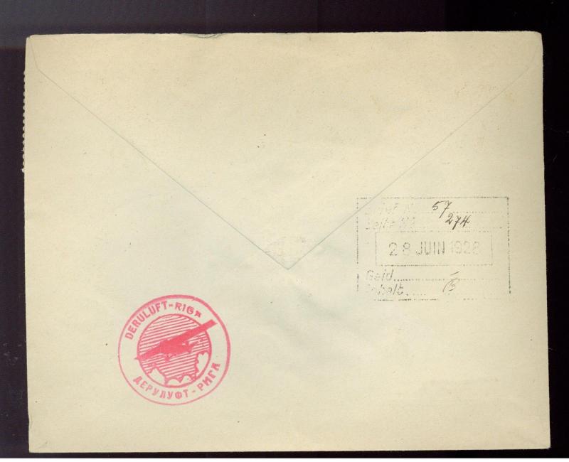 1928 Riga Latvia Airmail cover to Switzerland Complete set pairs # B21-B23