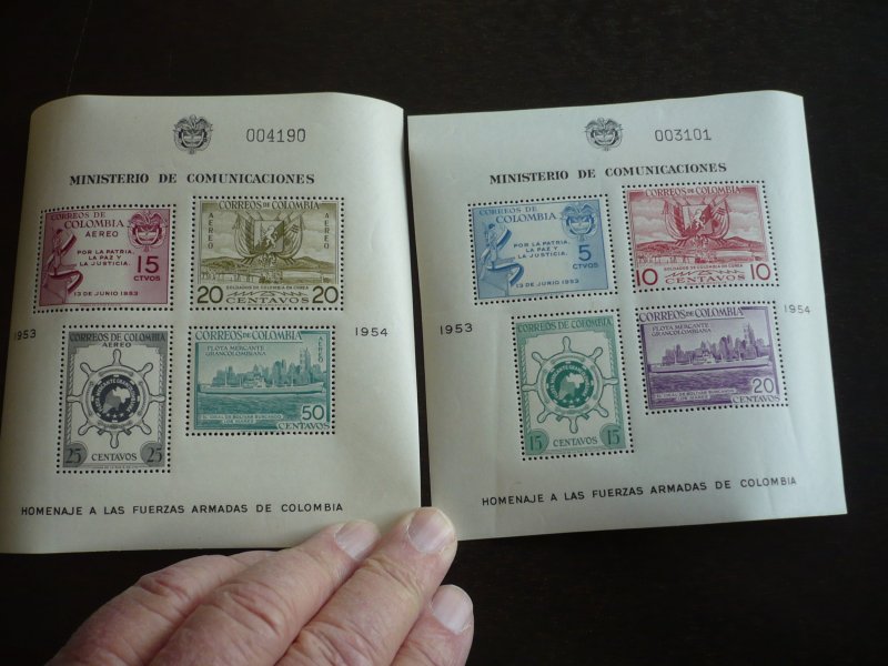 Stamps - Colombia - Scott# 637a, 637b - Mint Never Hinged 2 Souvenir Sheets