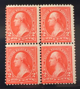 US Stamps # 279Bf Carmine M F NH OG 4 in Block of 4