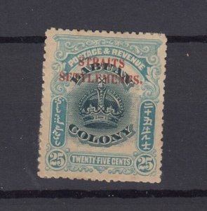 Straits Settlements KEVII 1907 25c O/P SG149 MH BP9807