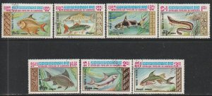 1983 Cambodia - Sc 447-53 - used VF - 7 single - Fish