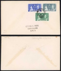 Turks and Caicos 1937 Coronation FDC Salt Cay Pmk