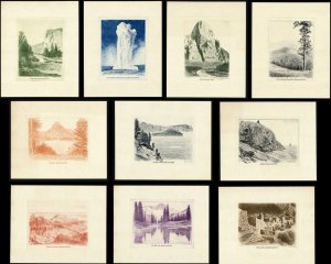 Harry L Peckmore National Parks Private Die Proofs Engravings Art Work Set of 10
