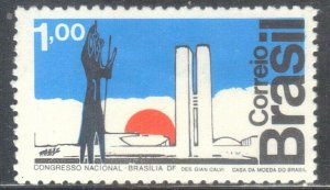 BRAZIL SCOTT# 1266 **MH** 1cr 1972 NO GUM CONGRESS BUILDING  SEE SCAN