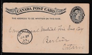 Canada - Jan 25,1893 Dulton, ON Domestic Card