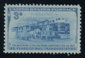 US Stamp #1006 B & O Railroad 3c - PSE Cert - XF-SUP 95 - MNH - SMQ $25.00