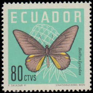 Ecuador #680-683, Complete Set(4), 1961, Butterflies, Never Hinged