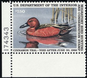 RW52, Mint VF NH $7.50 Federal Duck Stamp With PL#