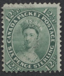 Canada #18 12 1/2c Victoria Perf 12 Myrtle Green Shade VG Used Light Cancel