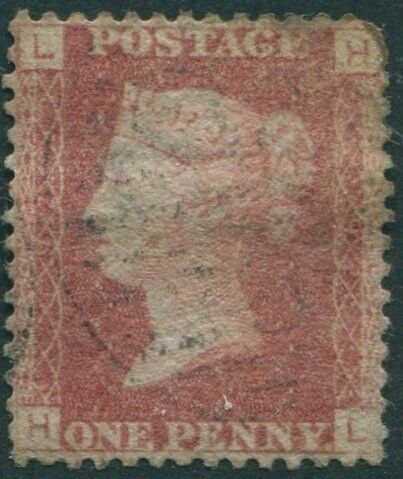 Great Britain 1858 SG43 1d red QV LHHL plate 97 fine used (amd)