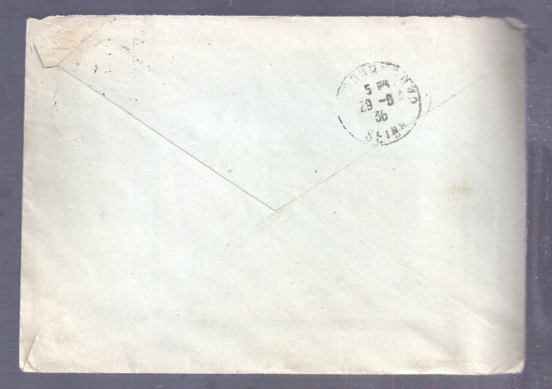 ISRAEL JUDAICA HOLOCAUST GERMANY 1936 COVER DACHAU POSTMARK TO FRANCE