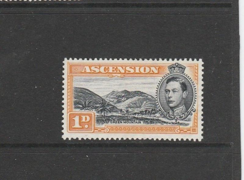 Ascension 1938  P13.5, 1d Black & yellow orange MM SG 39a