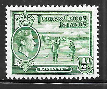 Turks and Caicos 79: 1/2d Raking Salt, MH, VF