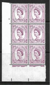 Sg S112a 6d Wilding Violet 8mm Narrow band left cyl 8 No Dot UNMOUNTED MINT