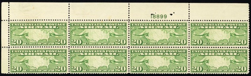 C9, MNH 20¢ Plate Block of 8 Stamps - NICE PIECE! CV $120.00 * Stuart Katz 