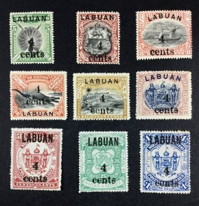 MOMEN: LABUAN SG #129-137 1904 MINT OG H £170 LOT #68145