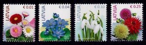 Latvia Sc# 867f, 868f, 895c, 896c MNH Flowers Definitives (Dated 2022)