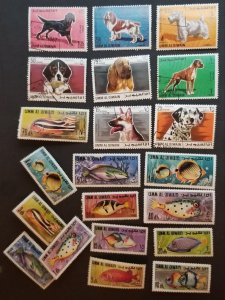 UMM AL QIWAIN Fish Dogs  Used CTO Stamp Lot T3784