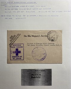 1947 Bielefeld British Field Post War Economy Cover To London England Red Cross