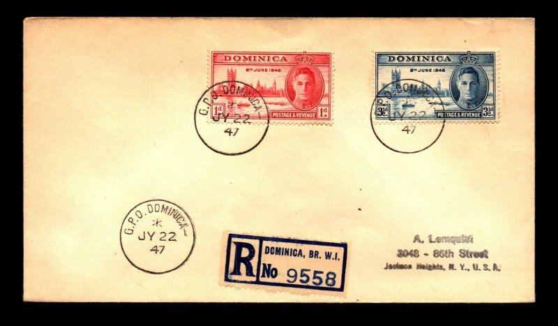 Dominica 1947 Registered Cover to New York - L11074