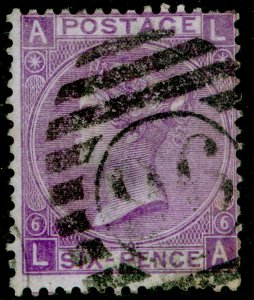 SG106, 6d purple plate 6, USED. Cat £200. LA 