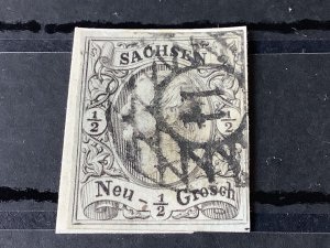 Saxony 1855 Grid Number cancel 14 for Bautzen  Stamp 57189