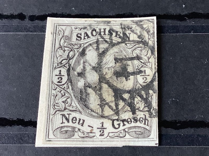 Saxony 1855 Grid Number cancel 14 for Bautzen  Stamp 57189