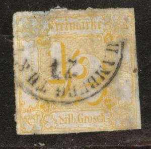 Thurn and Taxis Scott 17 Used 1/2 sgr 1862 org yellow Faulty